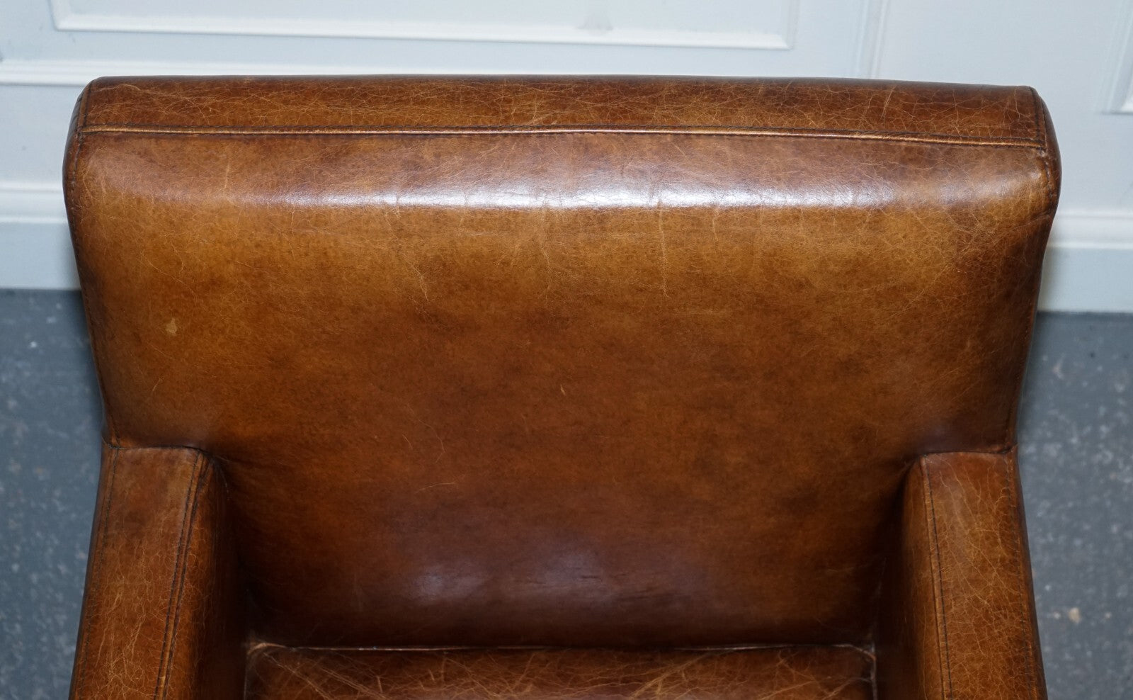 VINTAGE BROWN LEATHER AVIATOR METAL SWIVEL OFFICE CAPTAINS ARMCHAIR