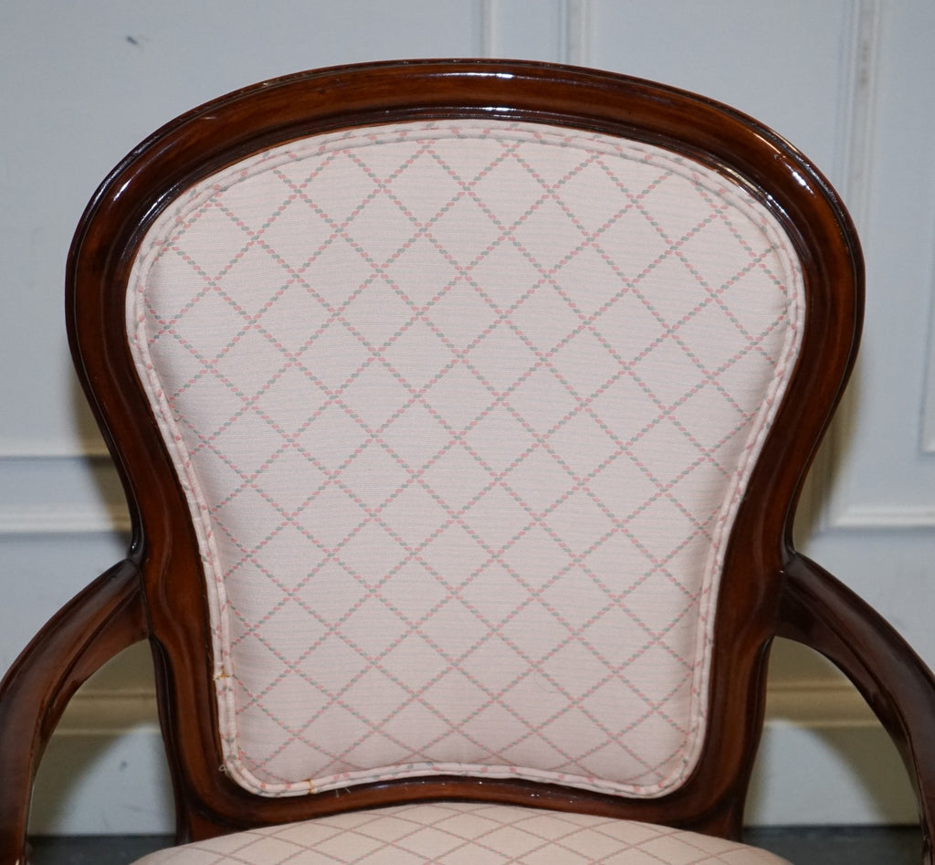 VINTAGE FRENCH STYLE WALNUT UPHOLSTERED SALON ARMCHAIR