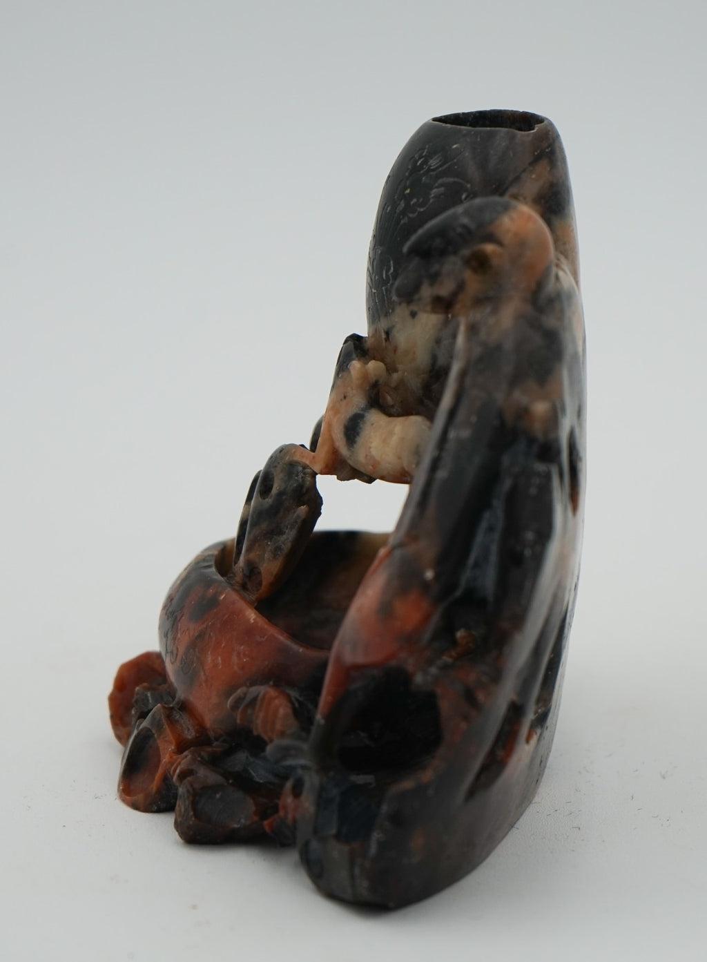 EARLY 20TH CENTRY ORIENTAL CHINESE HAND CARVED SOAPSTONE DECORATIVE POT