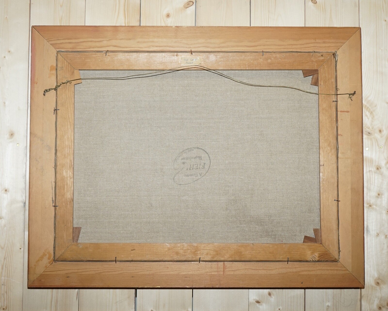 OIL PAINTING IN MANNER OF F.M.  BENNETT ''GREAT CONTENT' RED AND GOLD FRAME