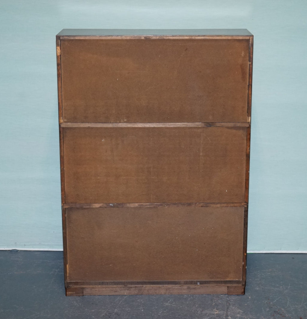 CIRCA 1930s MINTY OF OXFORD THREE TIER GLASS FRONT BARRISTER BOOKCASE CABINET