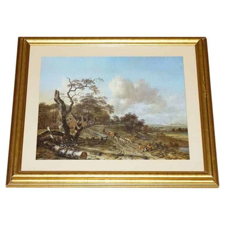 VINTAGE FRAMED PRINT IN GOLD FRAME BY DUTCH PAINTER JAN WIJNANTS 74 X 87 CM