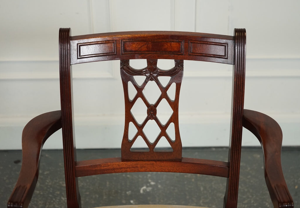 HEPPLEWHITE STYLE BEVAN FUNNELL SET 5 DINING CHAIRS CREAM UPHOLSTERED SEATS J1