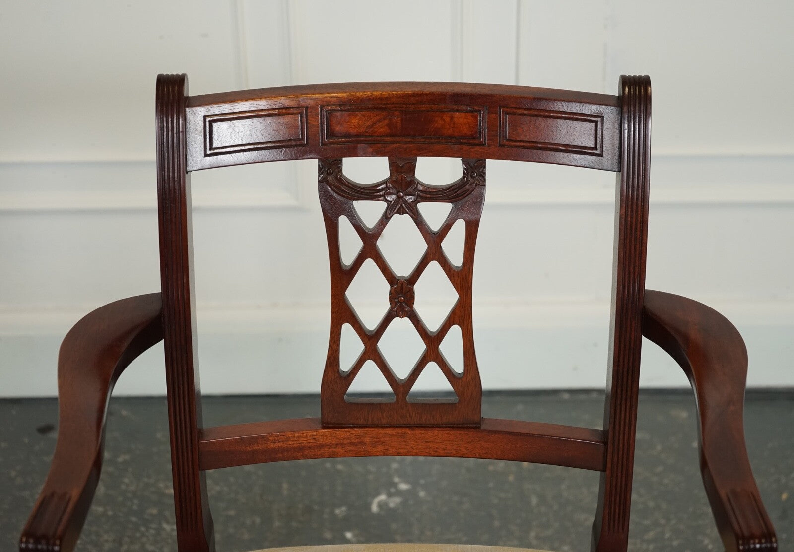 HEPPLEWHITE STYLE BEVAN FUNNELL SET 5 DINING CHAIRS CREAM UPHOLSTERED SEATS J1