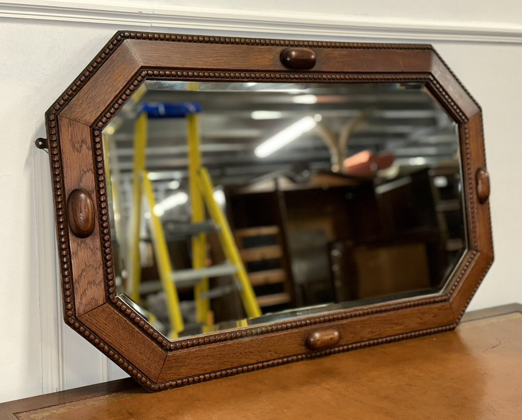 ART DECO 1920's BEVELLED MIRROR OAK MIRROR