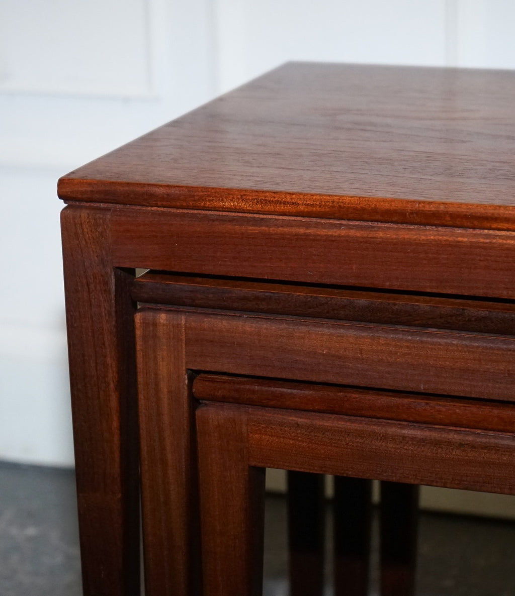 VINTAGE 1960'S DANISH MID CENTRY TEAK NEST OF THREE TABLES