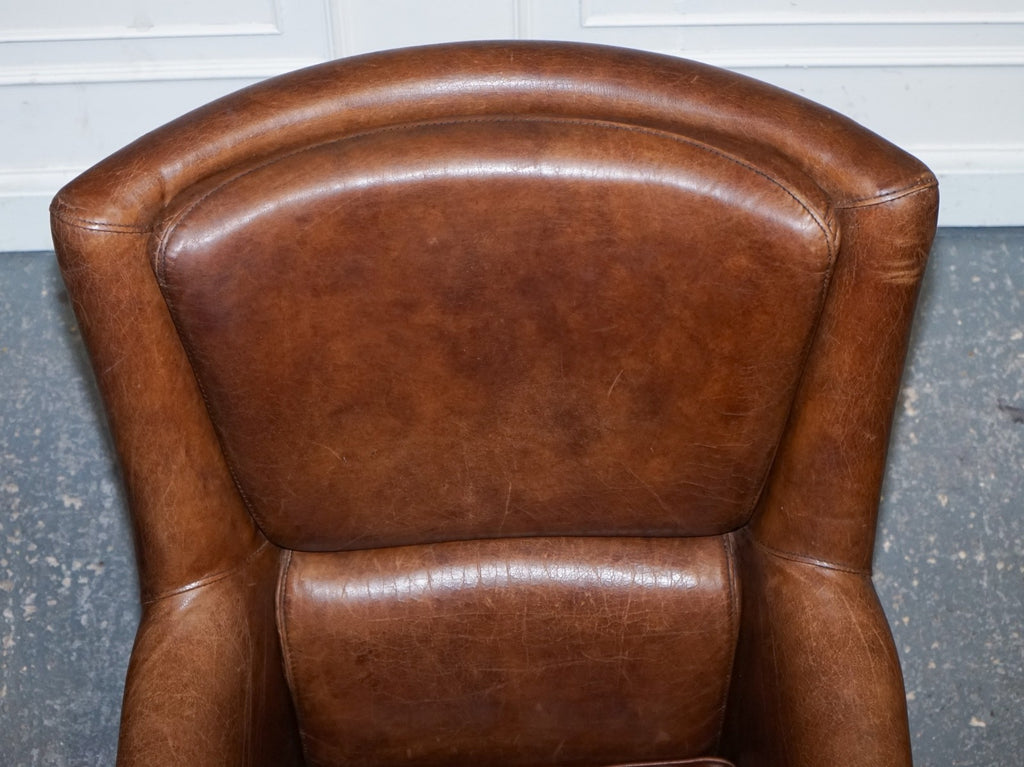 VINTAGE BROWN HERITAGE LEATHER READING LOUNGE ARMCHAIR HALO TIMOTHY OULTON STYLE