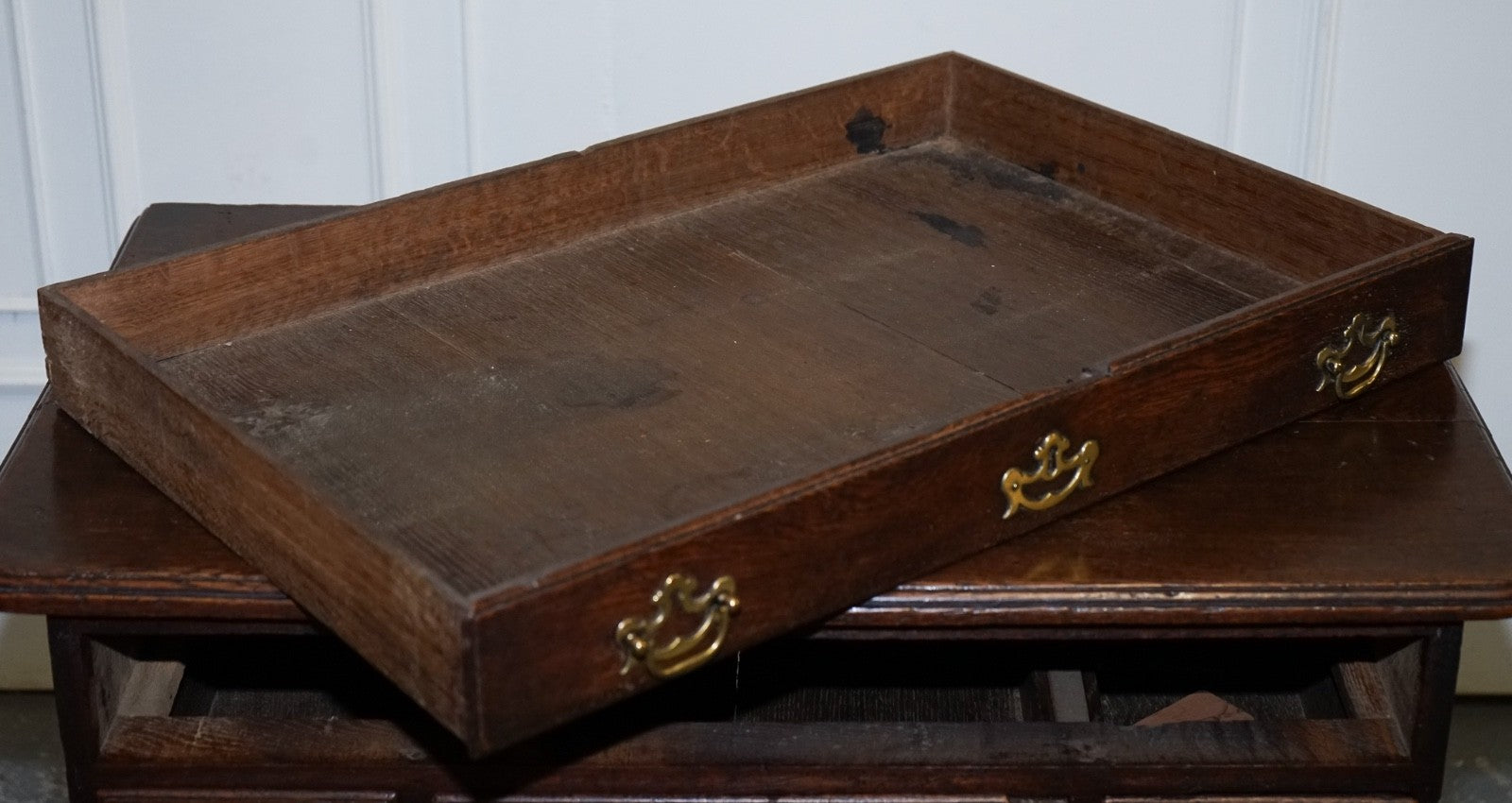 ANTIQUE 18TH CENTRY ENGLISH GEORGIAN GEORGE II OAK SMALL DESK NIGHTSTAND LOWBOY