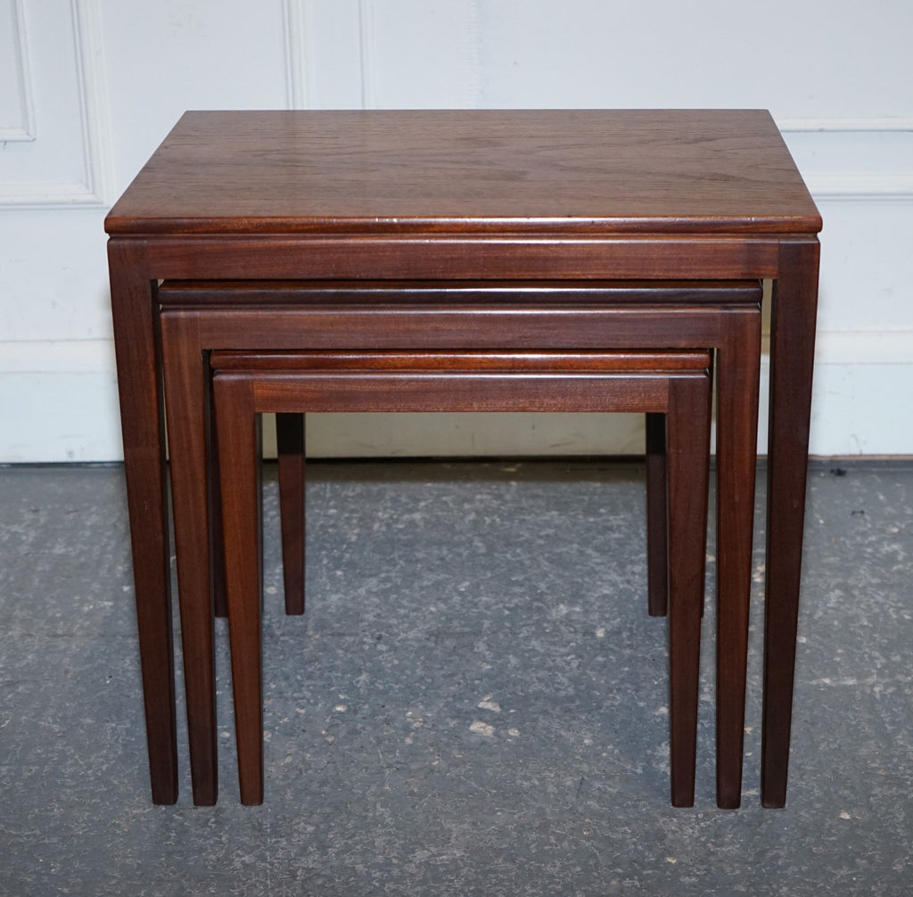 VINTAGE 1960'S DANISH MID CENTRY TEAK NEST OF THREE TABLES