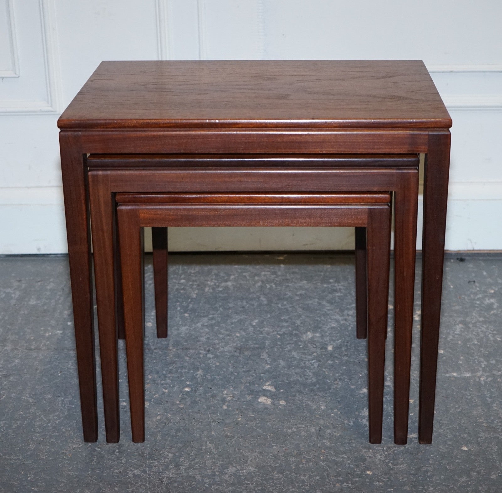 VINTAGE 1960'S DANISH MID CENTRY TEAK NEST OF THREE TABLES