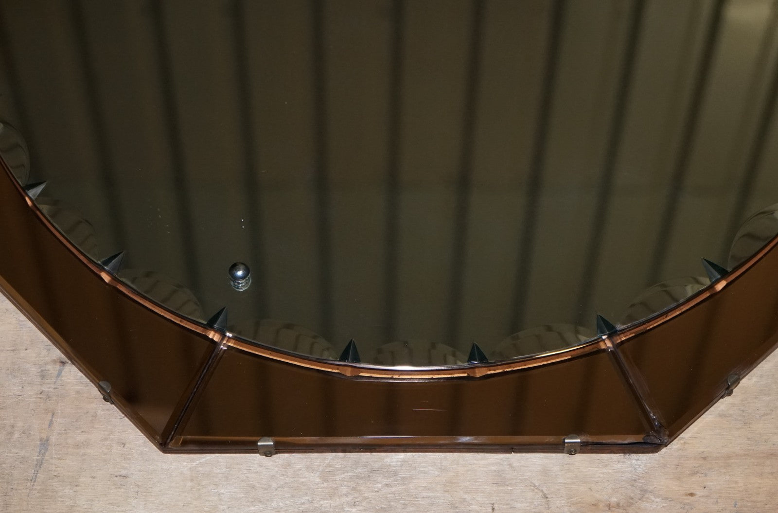 STUNNING LARGE FRENCH ART DECO 1920'S PEACH COLOURED WALL MIRROR