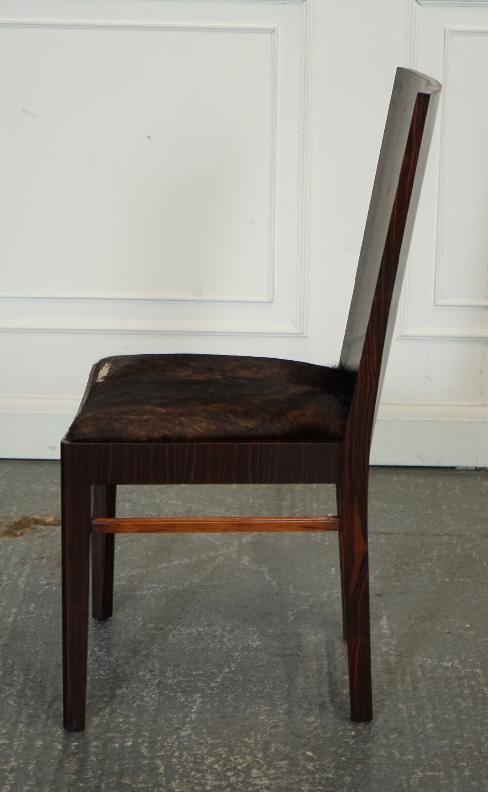 ART DECO STYLE THEODORE ALEXANDER OFFICE SIDE CHAIR WITH PONY HIDE SEAT