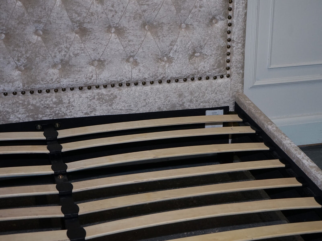 BEAUTIFUL BABY PINK VELVET DOUBLE BED FRAME