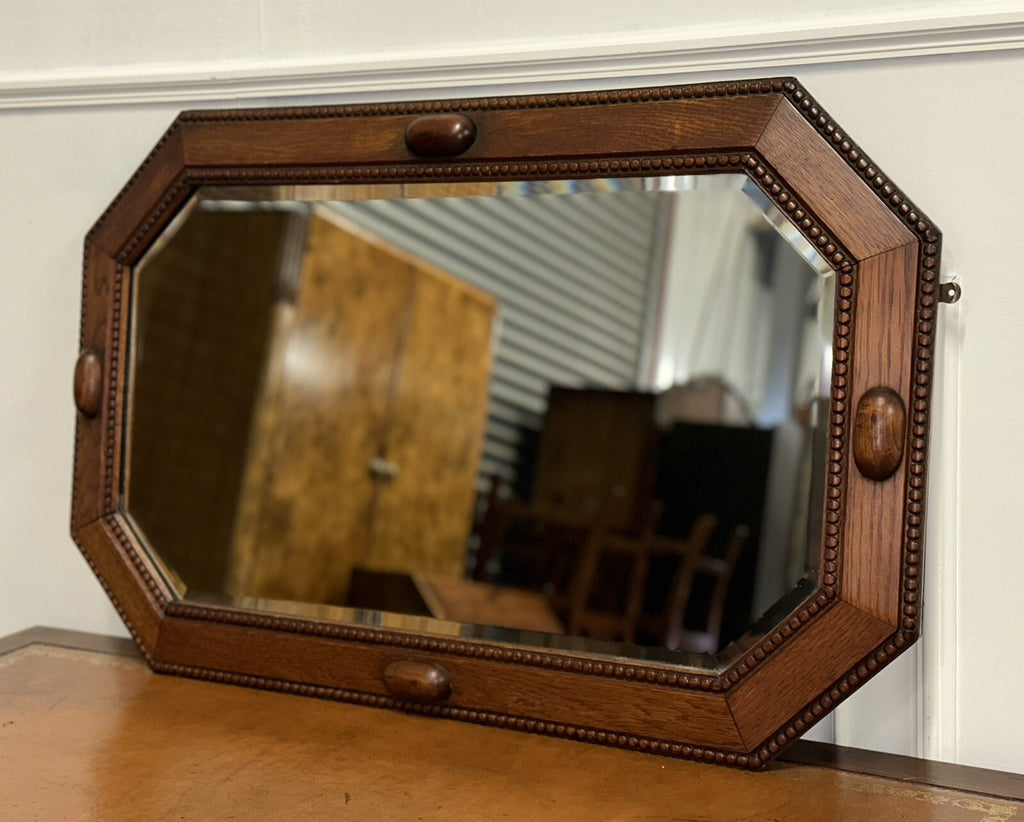 ART DECO 1920's BEVELLED MIRROR OAK MIRROR