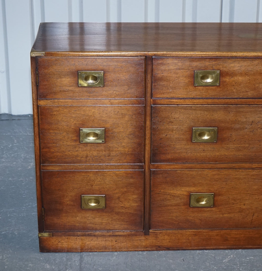 1950'S ENGLISH BEVAN FUNNEL MILITARY CAMPAIGN SIDEBOARD BRASS FITTINGS