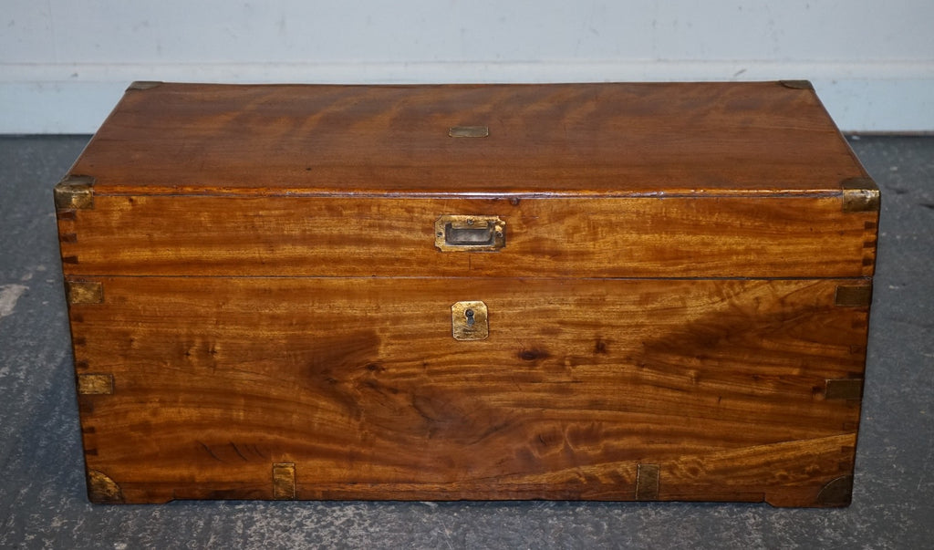 19TH CENTURY ENGLISH ANTIQUE FULLY RESTORED CAMPHOR WOOD CHEST STORAGE TRUNK