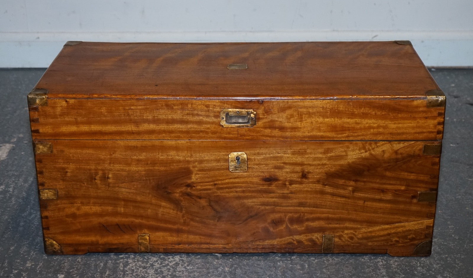 19TH CENTURY ENGLISH ANTIQUE FULLY RESTORED CAMPHOR WOOD CHEST STORAGE TRUNK