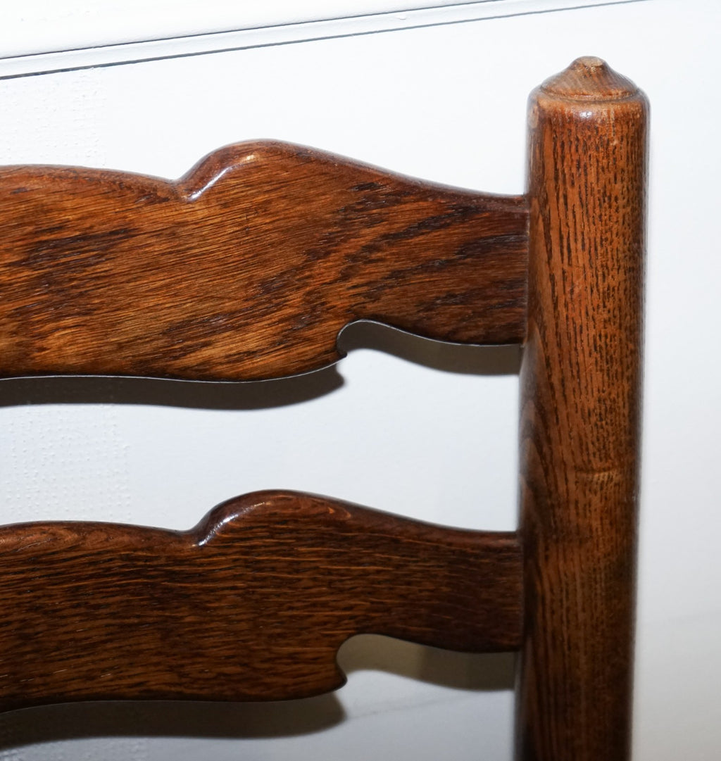 SET OF SIX ENGLISH ANTIQUE CIRCA 1910 LADDERBACK RUSH SEAT DINING CHAIRS