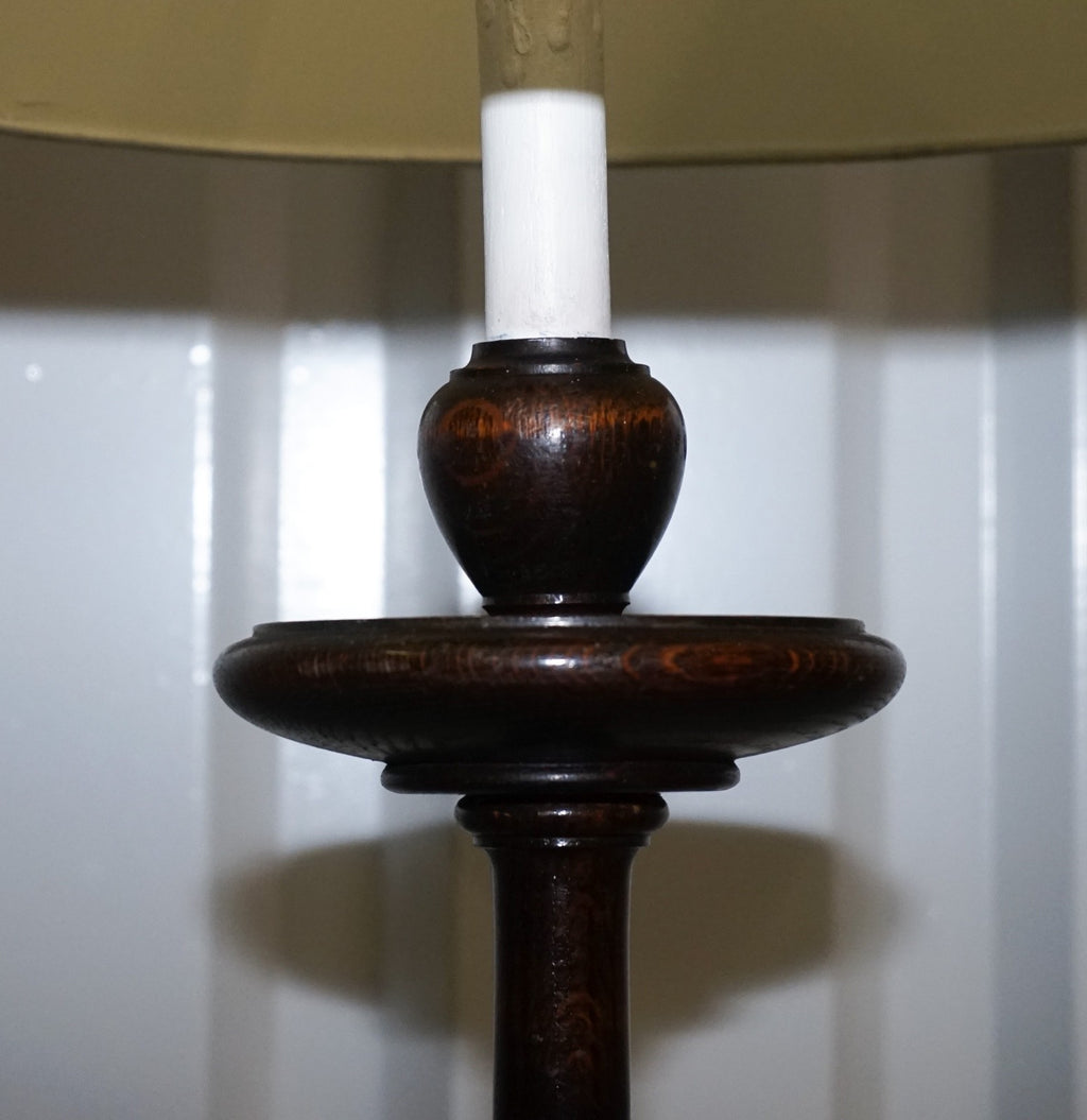 ANTIQUE SCOTTISH VICTORIAN OAK FLOOR READING LIBRARY FLOOR LAMP