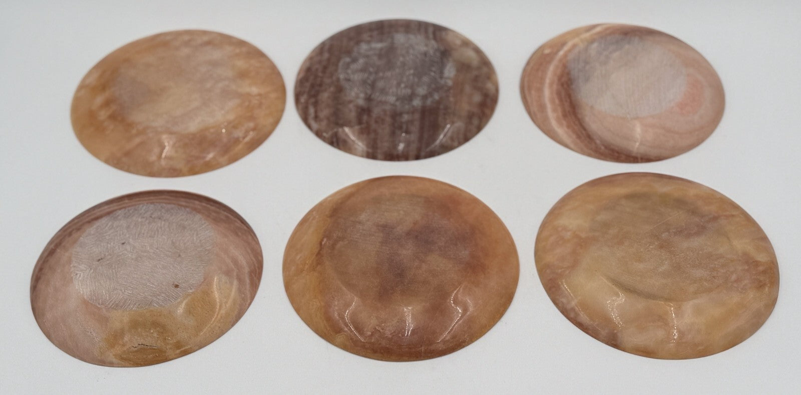 SET OF SIX VINTAGE ONYX PLATE AND BOWL HANDMADE IN EGYPT