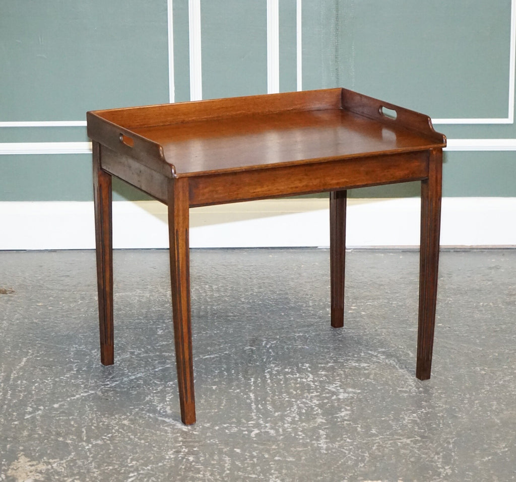 ANTIQUE BUTLERS SERVING TRAY ON STAND MAHOGANY VICTORIAN 19TH CENTURY