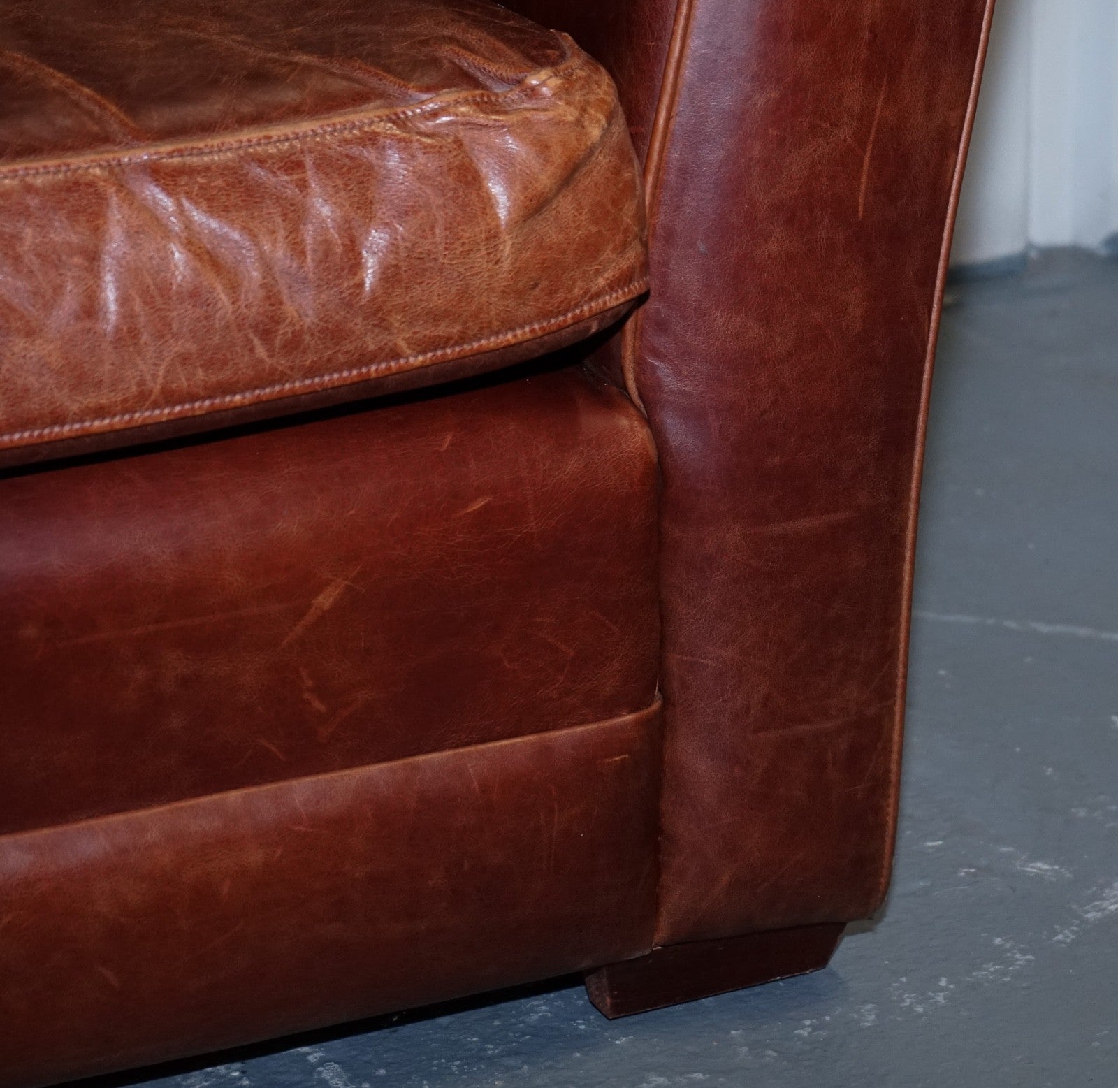 VINTAGE BROWN LEATHER TWO TO THREE SEATER SOFA