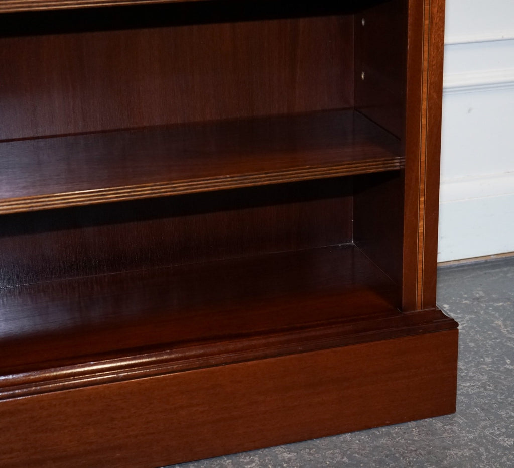 PAIR VINTAGE EDWARDIAN STYLE SHERATON DWARF OPEN BOOKCASE ADJUSTABLE SHELVES