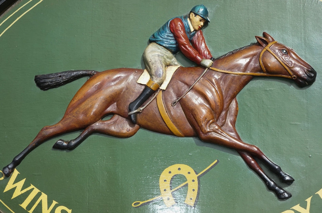 ORIGINAL 1960'S COUNTRY CORNER PUB SIGN PERSIMMON 1896 DERBY DAY SOLID WOOD