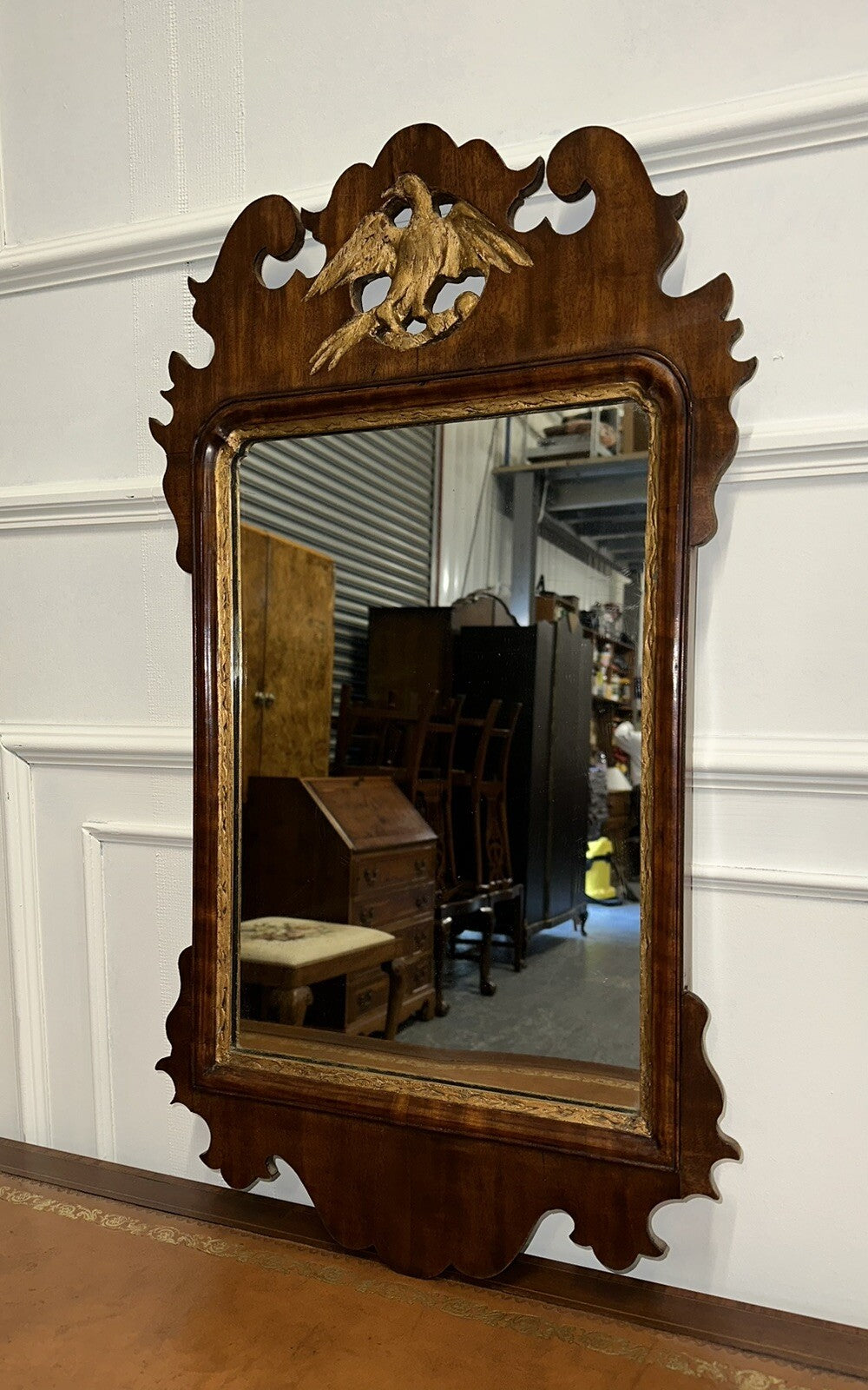 GEORGIAN CIRCA 1760 THOMAS CHIPPENDALE PHOENIX GILTWOOD MIRROR