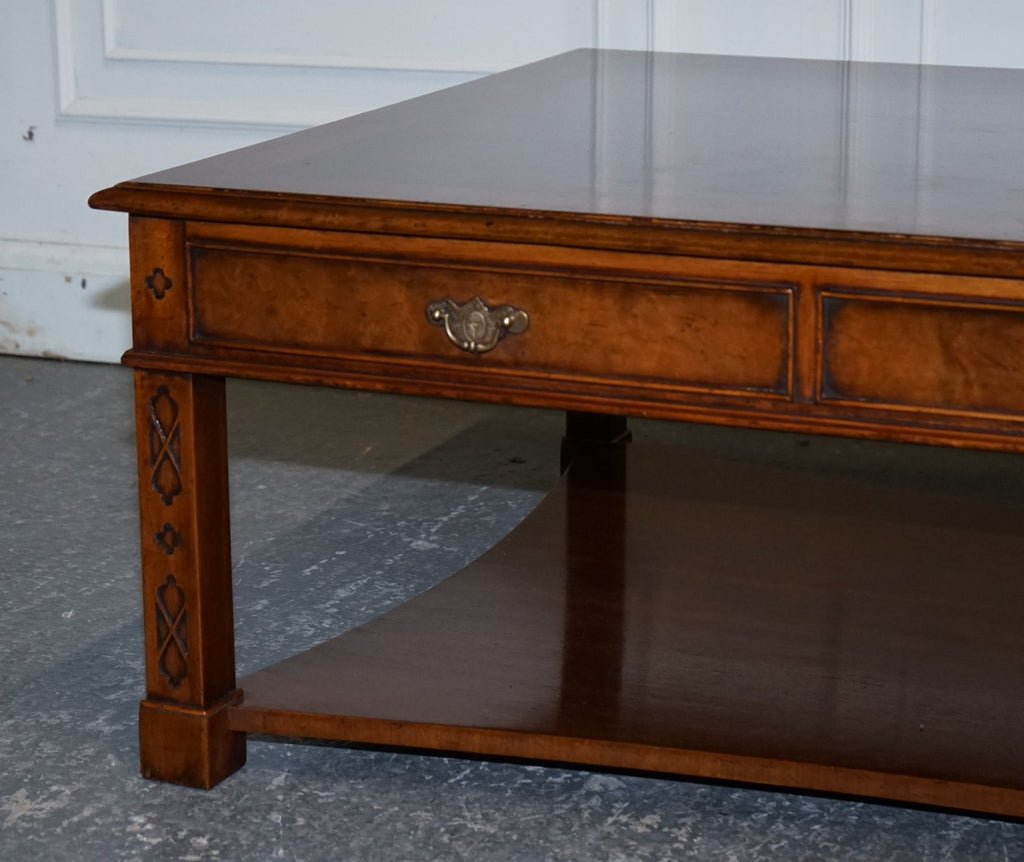 LARGE GEORGIAN STYLE BURR WALNUT COFFEE TABLE BY BRIGHTS OF NETTLEBED LONDON