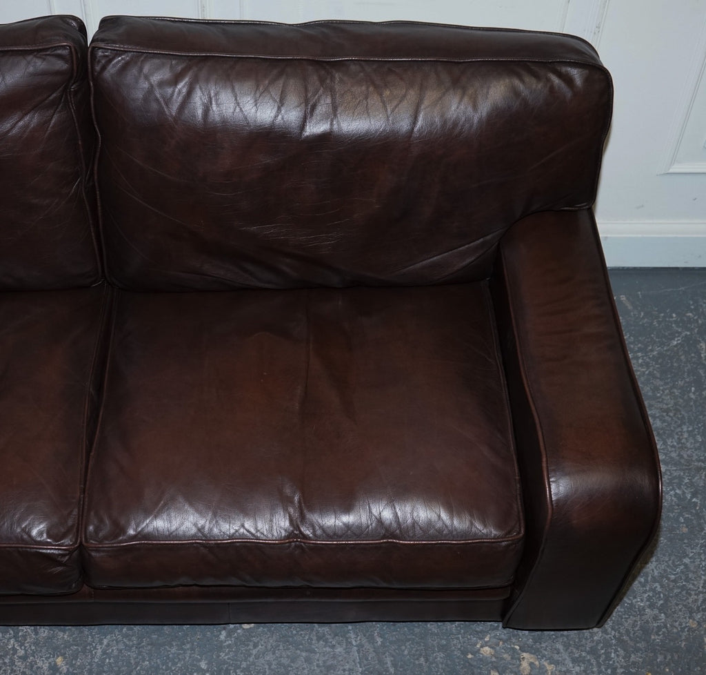 LOVELY VINTAGE CLUB BROWN LEATHER TWO TO THREE SOFA