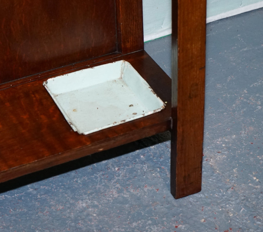 ANTIQUE ATCRAFT OAK HAT AND UMBRELLA HALLWAY STAND WITH A MIRROR