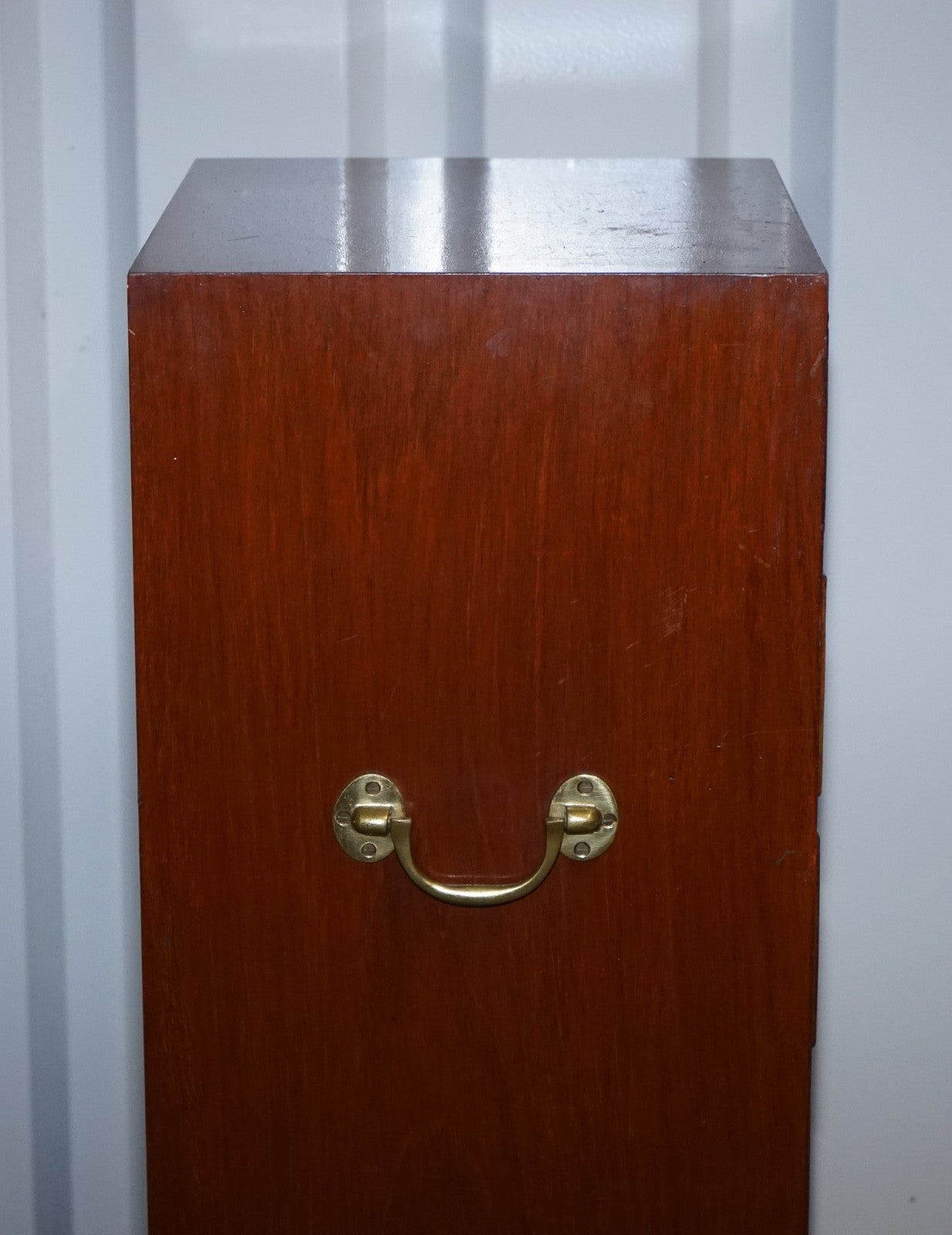 MILITARY CAMPAIGN STYLE TALLBOY TALL  CHEST OF DRAWERS BRASS HANDLES