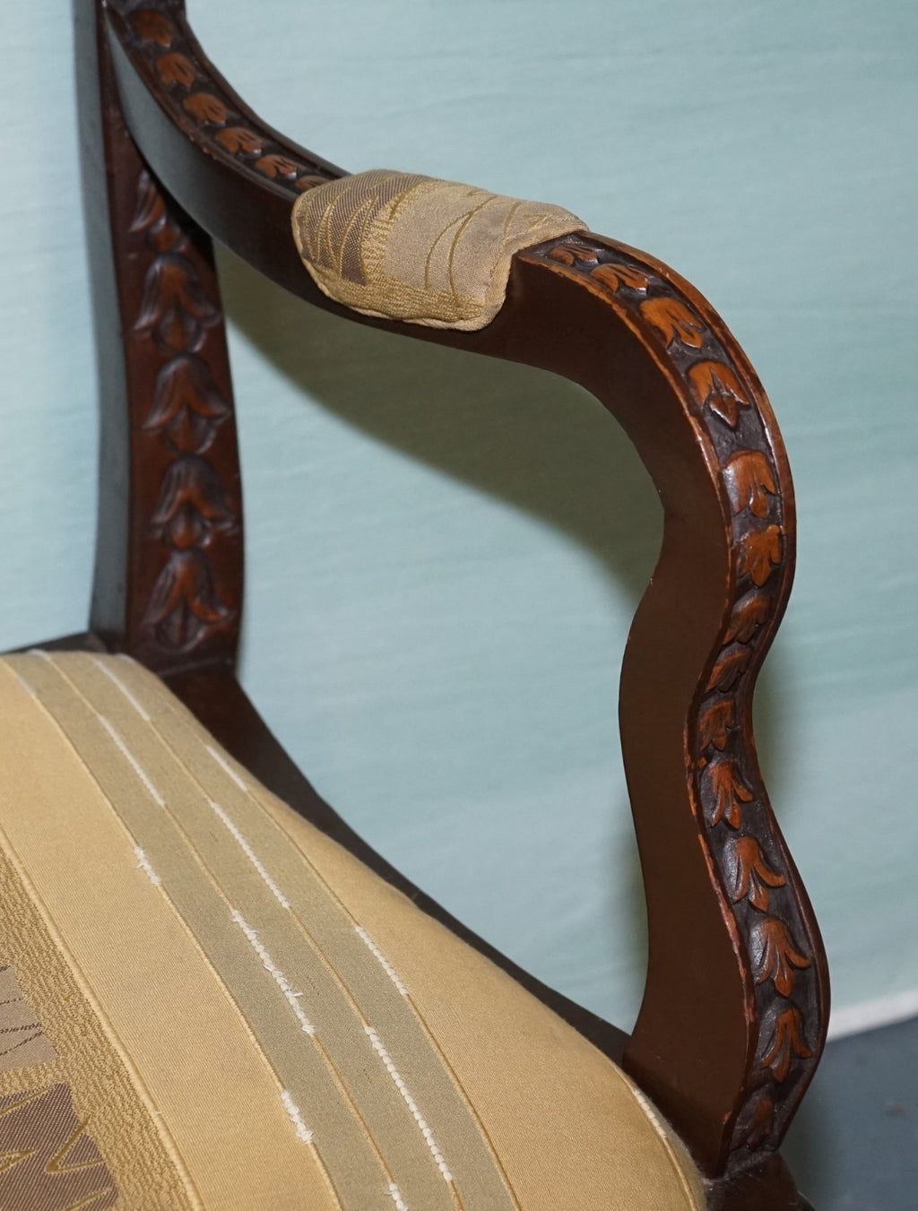 ANGLO INDIAN WOODEN HEAVILY CARVED ELEPHANT DETAIL SINGLE CAVER ARMCHAIR