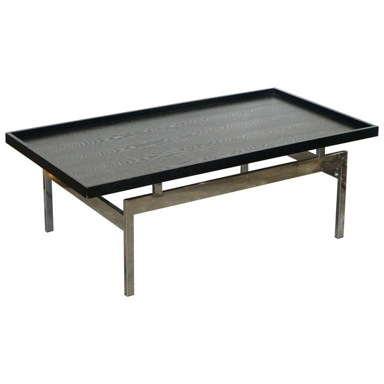 CASA PADRINO ART DECO STYLE BLACK TOP AND STAINLESS STEEL COFFEE TABLE