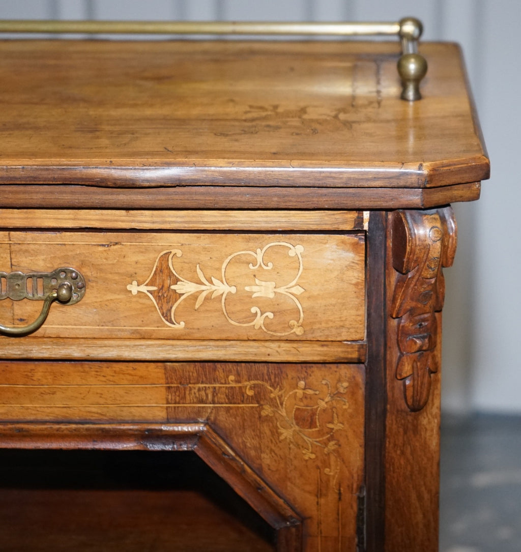 19TH CENTURY VICTORIAN INLAID WALNUT MARQUETRY PIER GLAZED MUSIC CABINET