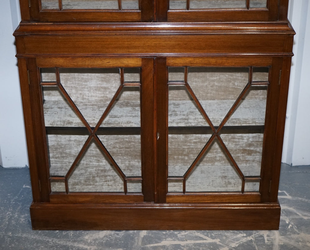 ENGLISH 19TH CENTRY GLAZED DISPLAY CURIO CABINET WITH FIXED SHELVES
