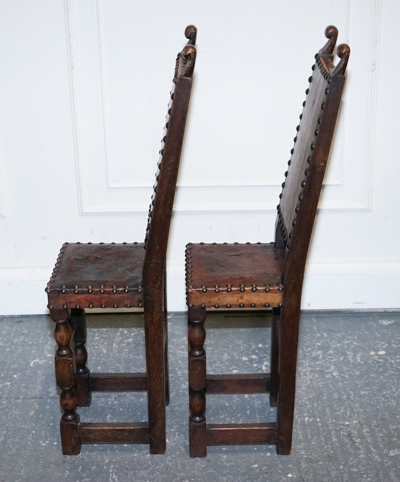 BEAUTIFUL PAIR OF DECORATIVE  17TH CENTURY REVIVAL OAK CHILDS CORRECTION CHAIR