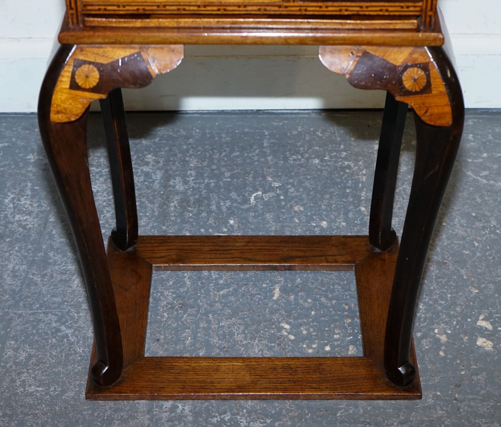ANTIQUE CIRCA 1800S JAPANESE MARQUETRY GAMES TABLE CABINET ON STAND
