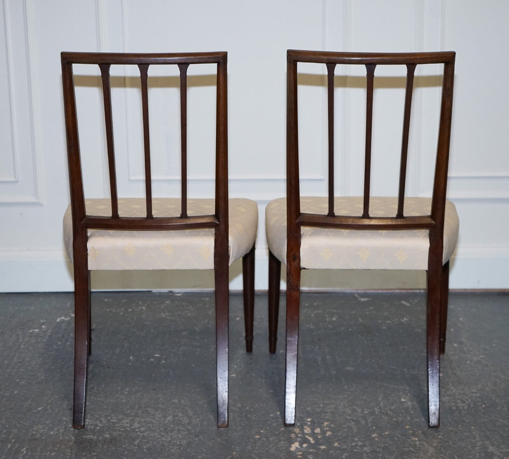 VICTORIAN PAIR OF SIDE CHAIRS WITH CREAM FABRIC SEATS
