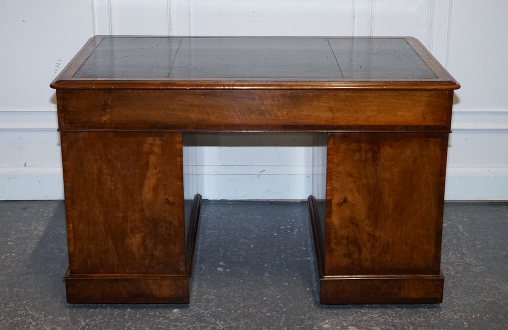 IMPORTANT ROYAL DRUCE & CO LONDON 1840's RESTORED BURR WALNUT TWIN PEDESTAL DESK