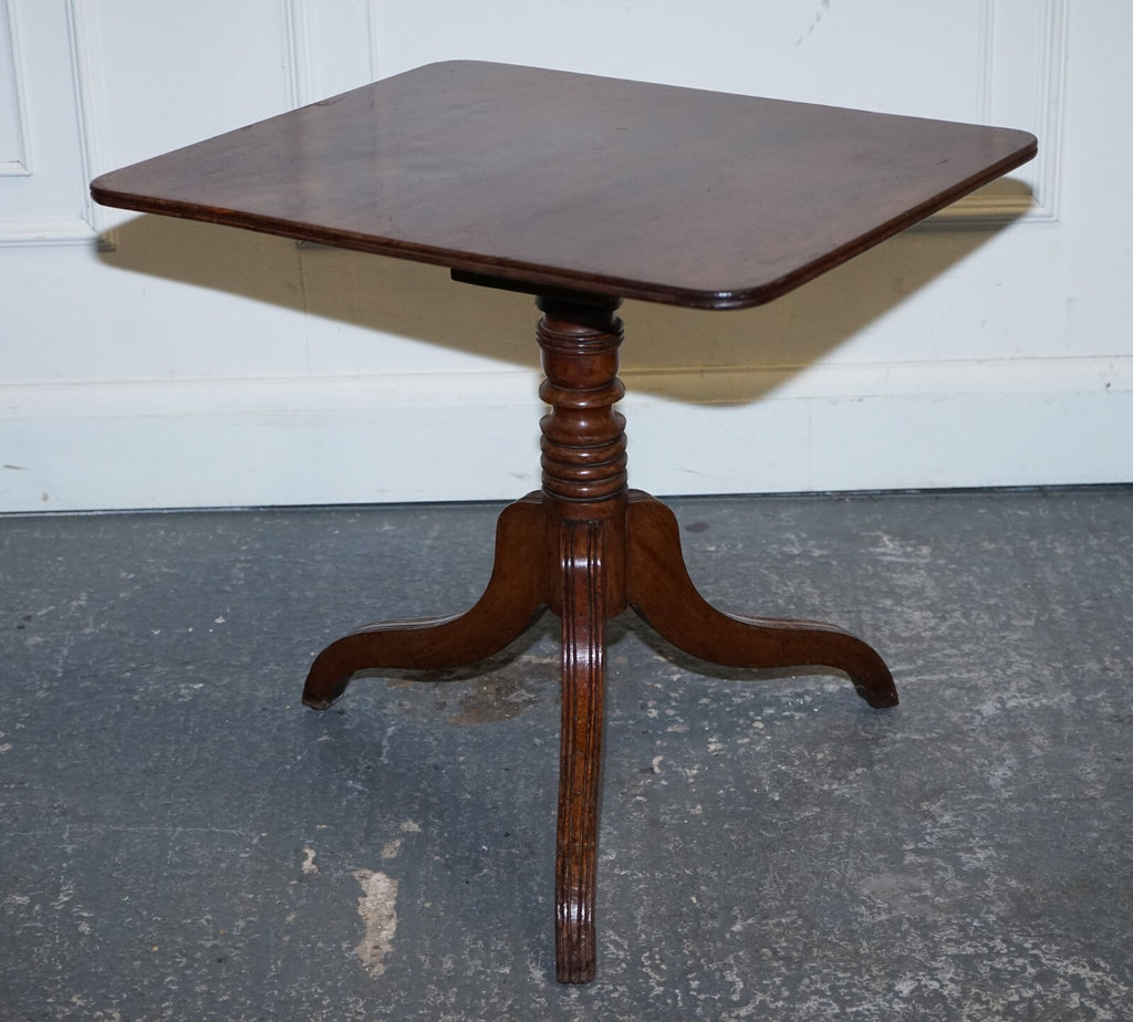 ANTIQUE 19TH CENTURY ENGLISH OAK RECTANGLE TRIPOD TILT TOP TABLE