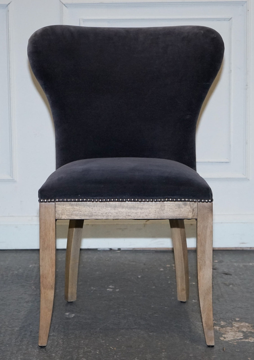 VINTAGE HALO RICHMOND SINGLE DESK OR DINING CHAIR NAVY VELVET FABRIC WITH STUDS