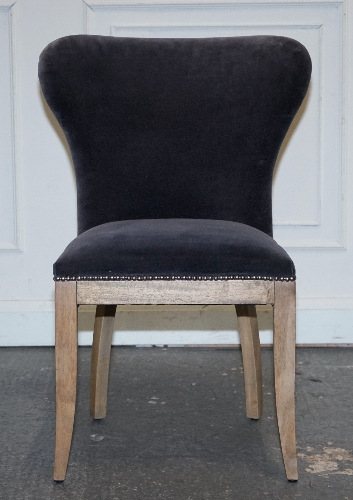 VINTAGE HALO RICHMOND SINGLE DESK OR DINING CHAIR NAVY VELVET FABRIC WITH STUDS