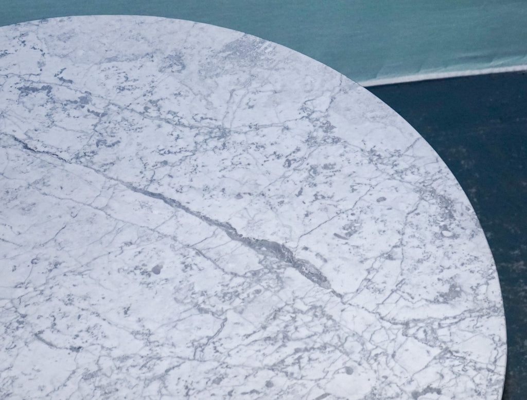 VINTAGE 1960s ARKANA TULIP DINING MARBLE TOP TABLE BY MAURICE BURKE