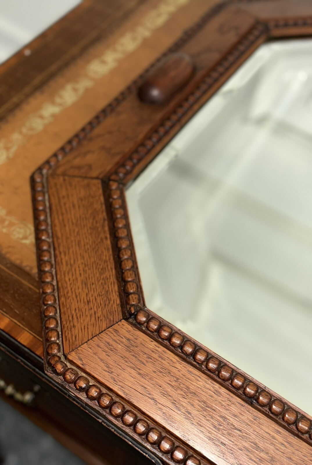 ART DECO 1920's BEVELLED MIRROR OAK MIRROR