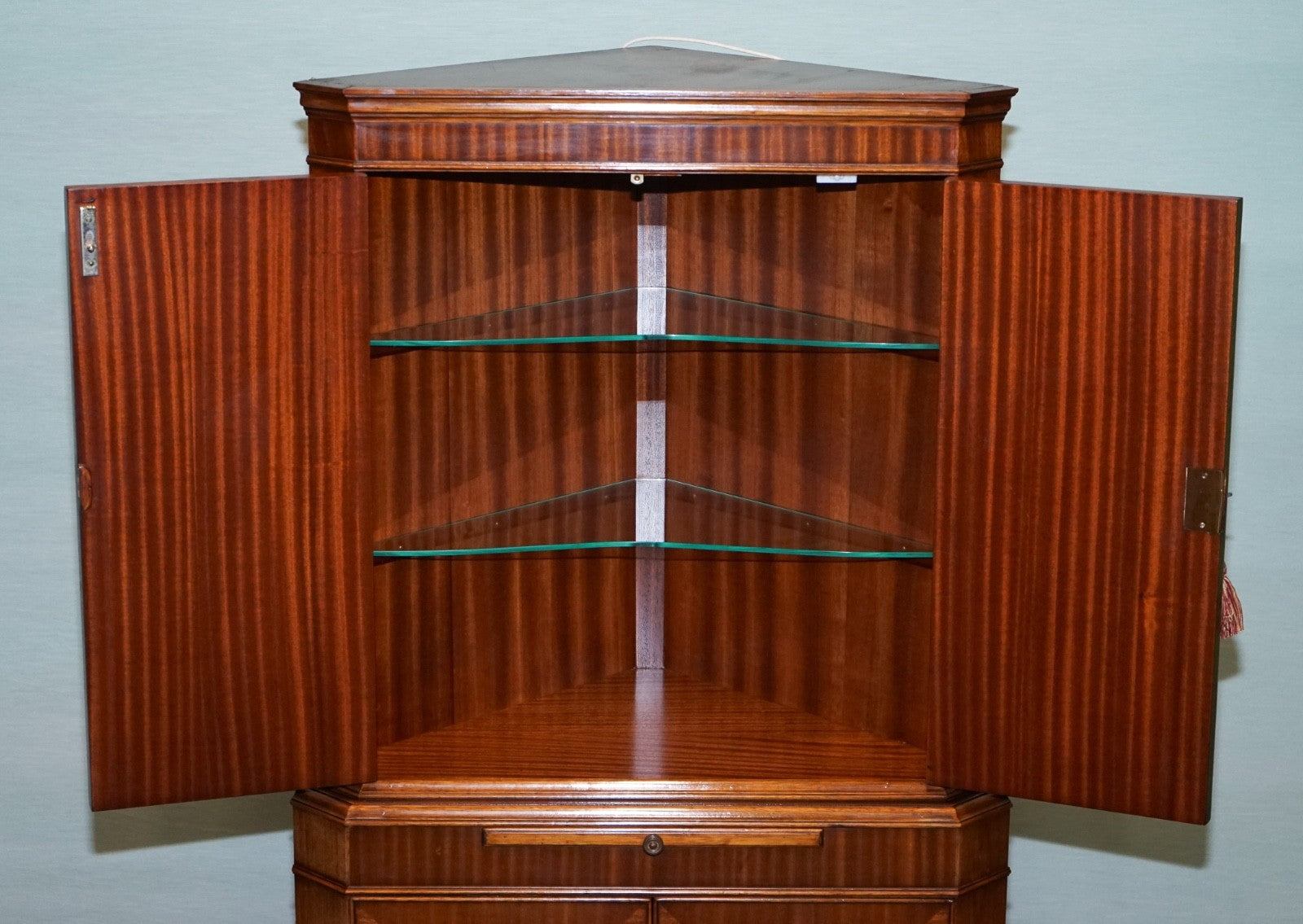 VINTAGE ENGLISH N. NORMAN LTD HARDWOOD CORNER CABINET
