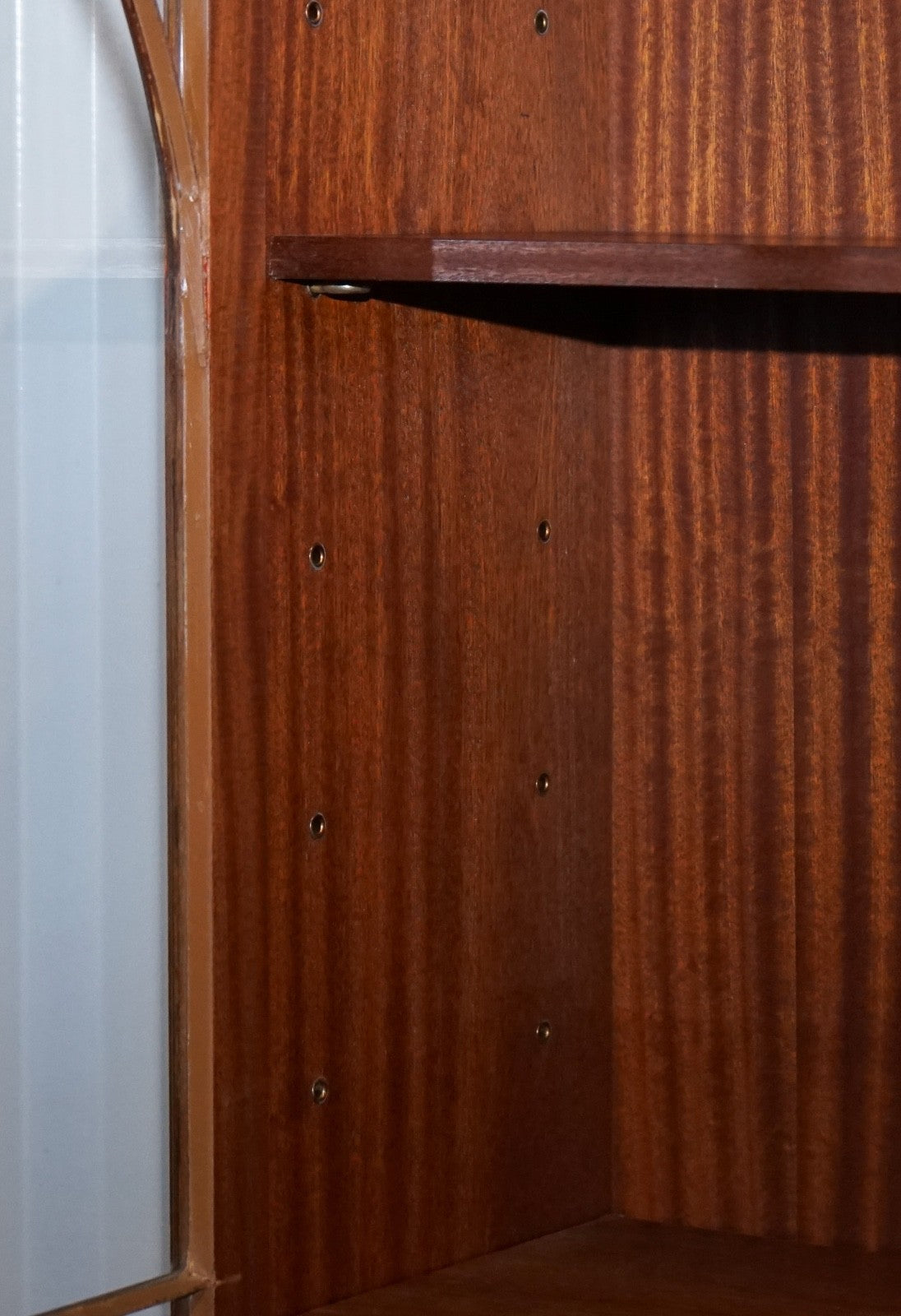 PAIR GEORGIAN STYLE DISPLAY CABINETS BOOKCASES WITH BRASS LION HANDLES