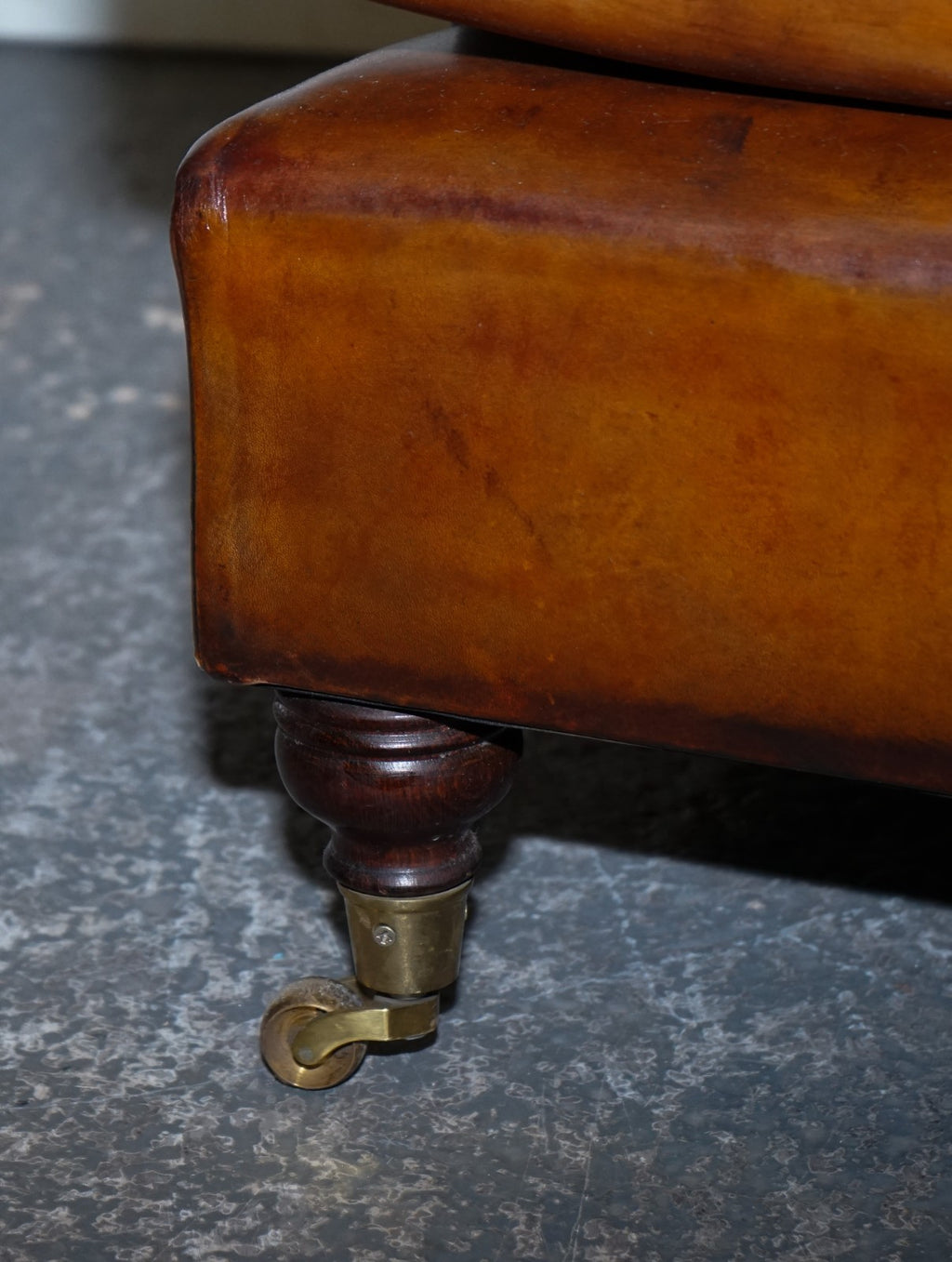 LARGE PAIR HOWARD STYLE HAND DYED LEATHER ARMCHAIRS FEATHER FILLED CUSHIONS