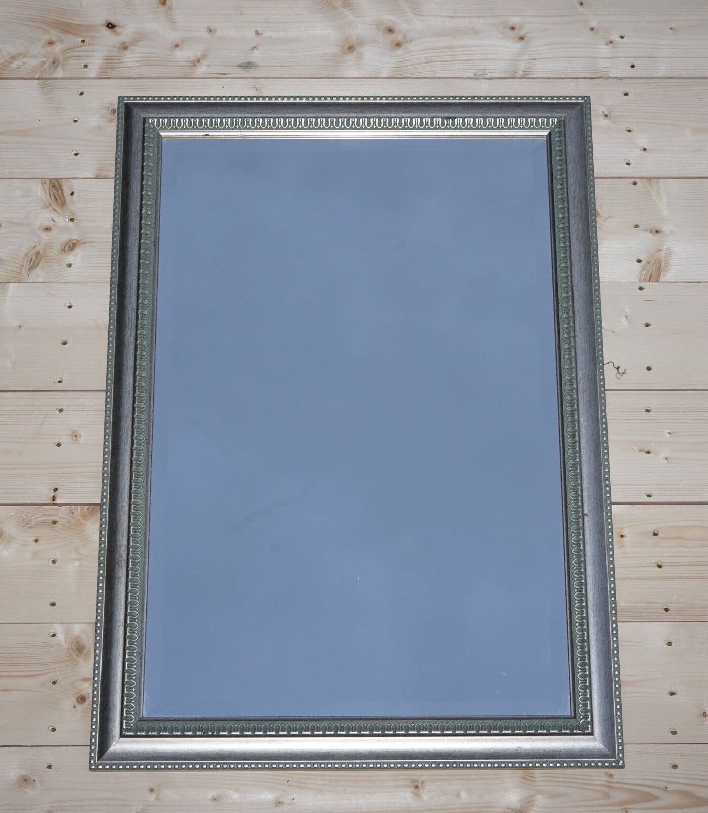 GORGEOUS SILVER GREY FRAME BEVELLED HANGING WALL MIRROR